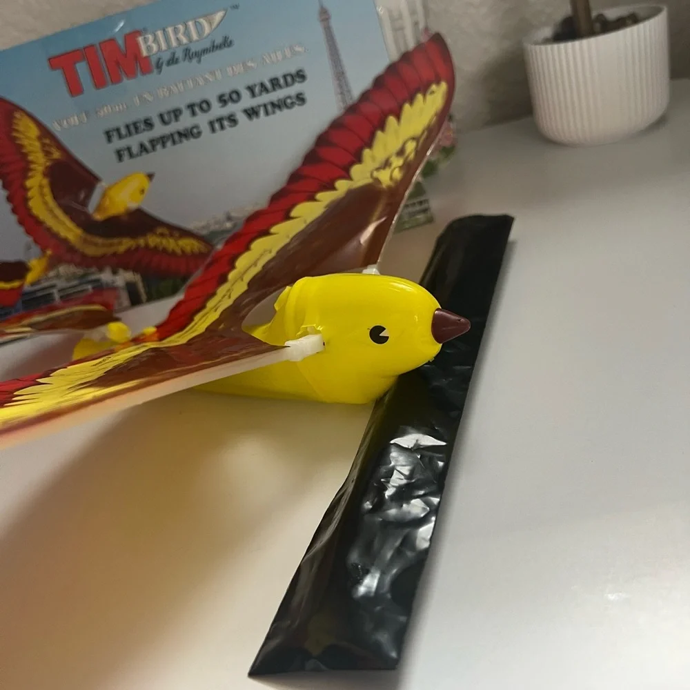 Tim Bird Vintage 1983 Flying Bird Toy - Red and Yellow